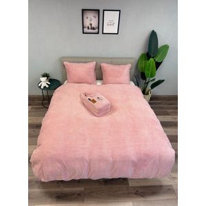 Beau Maison Teddy Fleece dekbedovertrek Nude Pink 240x200/220 cm