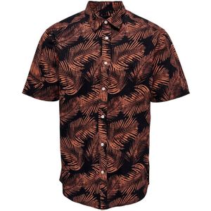 Only & Sons Overhemd Onsbes Reg Ctn Slub Leaf Ss Shirt 22025050 Camellia Mannen Maat - S