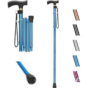 Opvouwbare Aluminium Wandelstok - Inklapbare Verstelbare T-Handvat Antislip Mobiliteitshulp voor Ouderen