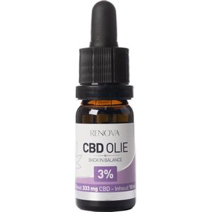 Renova CBD olie 3% 10ml - 333mg CBD - 225 druppels - cannabidiol - cbd oil - wietolie - hennepolie - cannabis olie - 0,0% THC olie