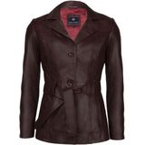 Felix Hardy Leren Jas Met Riem En Knopen Dames Bordeaux - L