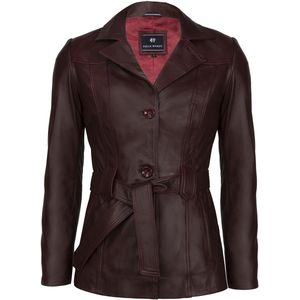 Felix Hardy Leren Jas Met Riem En Knopen Dames Bordeaux - L