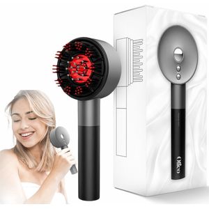 OLIEO Scalp Massager Pro - Elektrische Haarborstel - Scalp Brush - Hoofdmassage Apparaat - Red Light Therapy - Haarolie Applicator - Grijs