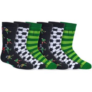 Kindersokken | Antislip zool | Badstof gevoerd | Thema: Voetbal | Maat: Diverse maten | 6 paar