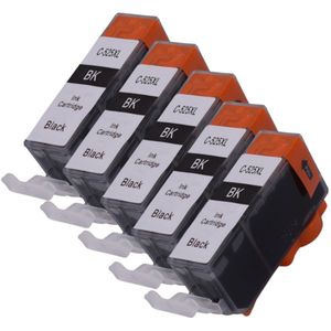 KATRIZ® huismerk inkt voor Canon PGI-525Zwart / PGI525Zwart |5x21ml | Geschikt voor Canon Pixma MX885/IP4850/MG5150/MG5250/MG6150/IX6550/MG8150