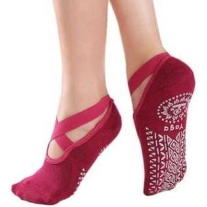 Yoga Sokken Gesloten Teen | Met Anti Slip Onderkant | Antislip Sokken | Pilates Sokken | Maat 36-40 I Rood