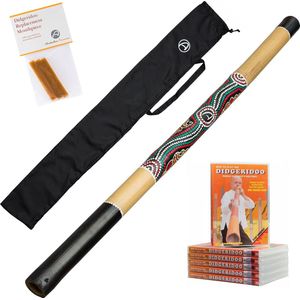 Starterspakket 4 -delig - Australian Treasures Bamboe Didgeridoo (natural) + Bag + DvD + Wax | bekijk de video!