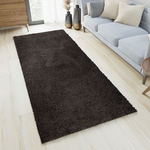 Tapiso Essence Tapijtloper Zwart Hoogpolig Woonkamer Hal Slaapkamer Maat- 70x500