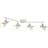 LED Plafondspot - Plafondverlichting - Trion Sanita - E14 Fitting - 4-lichts - Rechthoek - Antiek Wit - Aluminium