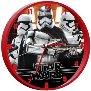Star Wars EP7 Clock Storm Trooper - Klok - Rond - Plastic - Ø25 cm - Zwart / Rood