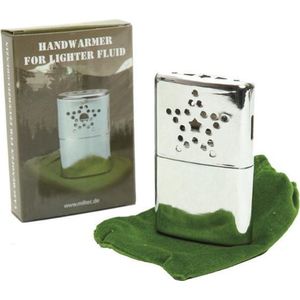 Handwarmer benzine chroom tinplate pocket stove