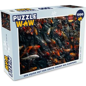 Puzzel Een vijver met een grote groep koi karpers - Legpuzzel - Puzzel 1000 stukjes volwassenen