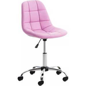 In And OutdoorMatch Werkkruk Thelma - Roze - Voor volwassenen - Op wieltjes - Kunstleer - Ergonomische bureaustoel - In hoogte verstelbaar