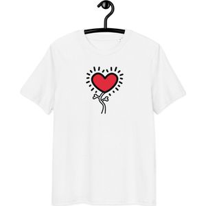 Grow Love T-shirt - Unisex - 100% Biologisch Katoen - Wit - Maat S | Pop Art T-shirt| Mindfull T-shirt| By BitPopArt| Love T-shirt| Zomer T-Shirt| Mindfull Kleding| Liefde T-shirt