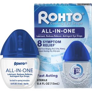 Rohto Cooling Eye Drops All-In-One - Oogdruppels Tegen Rode Ogen, Geïrriteerde Ogen, Droge Ogen, Brandende Ogen, Jeukende Ogen, Zanderige Ogen, Waterige Ogen & Prikkende Ogen! (13ML)