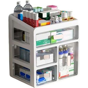 Desktop Organizer voor Medicijnen met 4 Transparante Laden - Opbergdoos voor Cosmetica en Kantoorbenodigdheden
