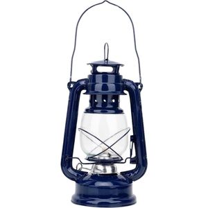 Retro Olielamp Metaal Stormlantaarn Blauw 25 x 11.5 cm