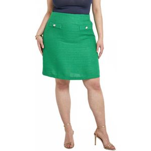 Korte rechte rok in effen gevlochten stof