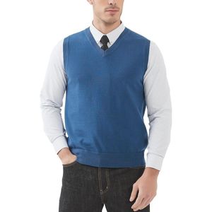 Heren katoenen mouwloze truien V-hals gebreide gilets relaxes fit pullover