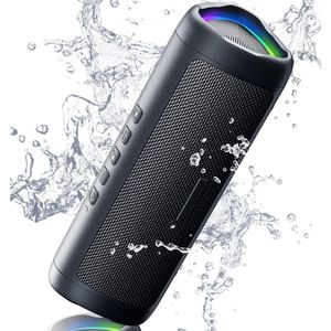 Bluetooth Speaker - Draagbare Waterdichte IPX5 Speaker - Tot 20 Uur Speeltijd en TWS Koppeling - Voor Thuis, Feest en Buiten - Cadeau voor Volwassenen en Jongeren - Zwart - 1 Stuk