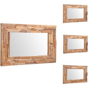 vidaXL teakhouten spiegel Rustieke stijl - 90 x 60 cm - Handgemaakt - Spiegel