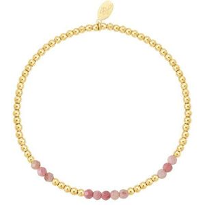 Kralen armband gecombineerd - roze - Natuurstenen collectie Pink & Gold Stone Stone