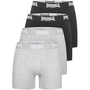 Lonsdale Heren boxershorts 4-pack East CHALLOW, zwart/marl grijs, L, zwart/marl grey, L