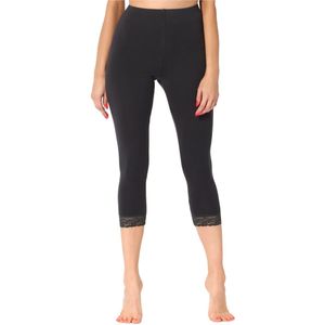 Merry Style MS-MS10-290-LE Dames Capri Leggings - Sport - Vrijetijdsbroek - 3/4 Lengte met Kant - Viscose - Sporbroek - Yogabroek - Grafiet - S