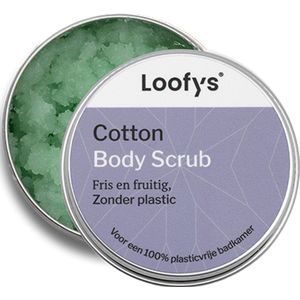 Loofys Body Scrub Cotton - Natuurlijke & Exfoliërende Lichaamsscrub - Plasticvrij, Vegan & Duurzaam - Herbruikbaar Blikje - 30g