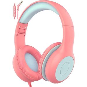 Intelectro Koptelefoon voor Kinderen - Veiligheid en Plezier in Eén! - Hoogwaardige Stereogeluid - Comfortabele Draagervaring - HD Microfoon - Volumeregeling - Brede Compatibiliteit en Audio Delen - Roze/Blauw - Levering Sneller dan Aangegeven!