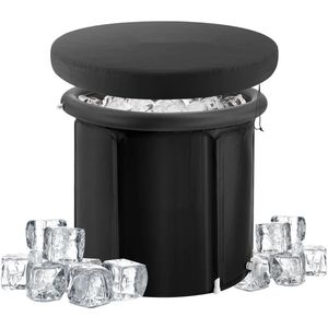 IJsbad – Voor Atleten & Fitness – Zwart – PVC & Nylon – 85x75 cm – Inclusief Thermische & Stofdichte Hoes + Draagtas – 330L – Opvouwbaar & Draagbaar – Koudwatertherapie & Spierherstel