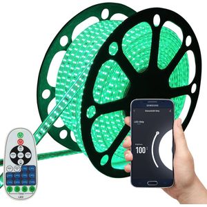 LED Strip Groen - 40 Meter aan één stuk - 180 LED's per meter - Met Wi-Fi App + IR 23 knops afstandsbediening - Smarthome - Google Home/Amazon Alexa - Waterdicht - Makkelijke mobiele App voor bedienen inclusief afstandsbediening - iOS en Android