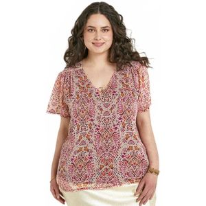 Lange tuniek met V-hals in voile met etnische print