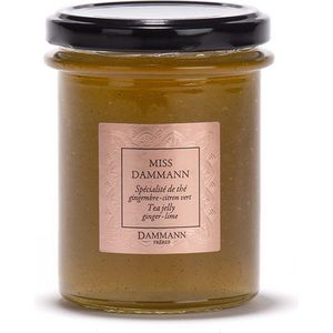 Dammann Frères - Miss Dammann - Jam - Tea Jelly - Groene Thee - Gember stukjes, etherische olie van limoen en aroma van passievrucht en bloemblaadjes - Gember Smaaktonen - 235gr Thee Jam