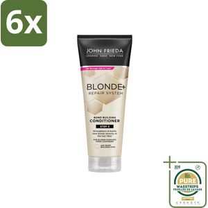 John Frieda – Conditioner – Blonde+ Repair Bond Building – Herstellend – 250 ml - Voordeelverpakking - 6 stuks - Opgelicht haar - Haarverbindingen