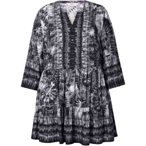 Angel of Style Angel of Style - Dames - Tuniek bloemenpatroon opstaande kraag knoopsluiting - Zwart - Maat 42