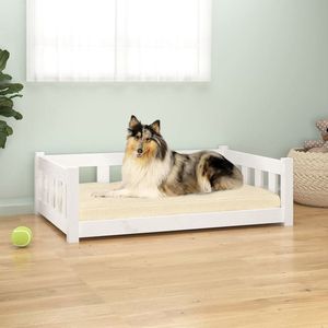 The Living Store Hondenmand - Puppybed - Houten hondenmand - 95.5 x 65.5 x 28 cm - Wit