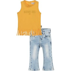 Koko Noko - Kledingset(2delig) - Jeans Flaired - hemdje geel - Maat 86