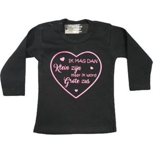 Baby T-shirt Maat 74 Aankondiging bekendmaking zwangerschap ''ik mag dan klein zijn maar ik word grote zus ©