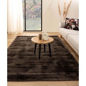 Viscose vloerkleed - Glamour donkerbruin 80x150 cm