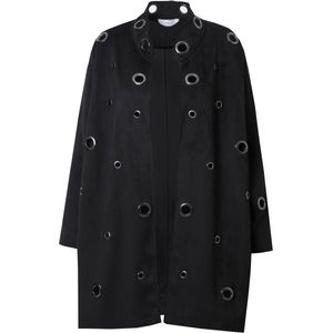 MIAMODA - Dames - Jasje A-lijn sierstuds - Zwart - Maat 46