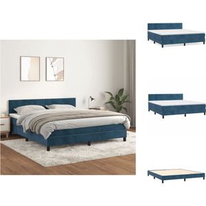 vidaXL Boxspringbed Donkerblauw Fluweel 160 x 200 - met Verstelbaar Hoofdbord - Pocketvering Matras - Medium Stevig - Huidvriendelijk - Bed