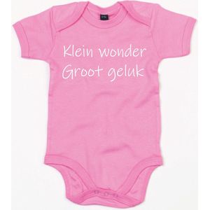 Rompertje Klein Wonder Groot Geluk-Bubble Gum Pink-6-12 Maanden