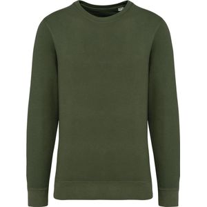 Biologische unisex sweater 'Terry' lange mouwen Washed Organic Khaki - 4XL