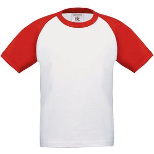 B&C Kids' Base-ball T-shirt CGTK350 - White / Red - 3/4 ans