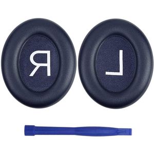 Allecto Plus - Zachter PU-leer Oorkussens voor Ruisonderdrukkende Hoofdtelefoon - Donkerblauw - Comfortabel en Duurzaam