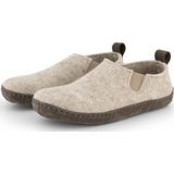 Travelin' In-Home Dames Sloffen - Wollen Pantoffels - Instappers met suède zool - Zand Beige - Maat 43