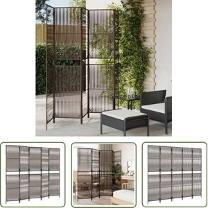 The Living Store Kamerscherm 5 panelen poly rattan bruin - Kamerscherm - Poly Rattan - Scheidingswand - Privacy Screen - Woonaccessoires