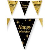 Leeftijd verjaardag feest vlaggetjes Happy Birthday thema geworden zwart/goud 10 meter