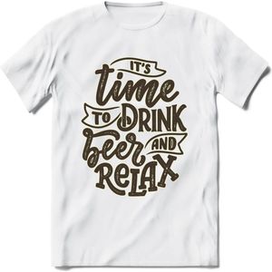 Its Time To Drink Beer And Relax T-Shirt | Bier Kleding | Feest | Drank | Grappig Verjaardag Cadeau | - Wit - L